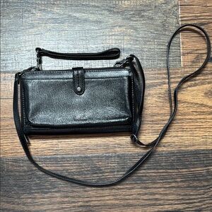 The Sak Black 3-in-1 Leather Phone Wallet Crossbody Bag